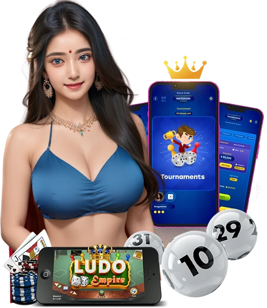 Female Indian Casino Girl Promot ing Ludo Empire Tournament Classic Ludo Game Mode